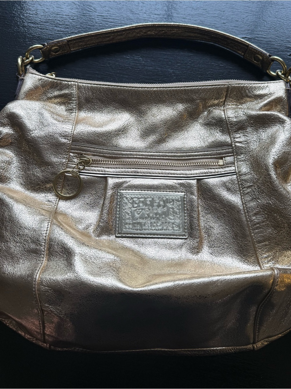 Coach Poppy Metallic Gold Leather Hobo Shoulder Bag C1039-15289 Y2K